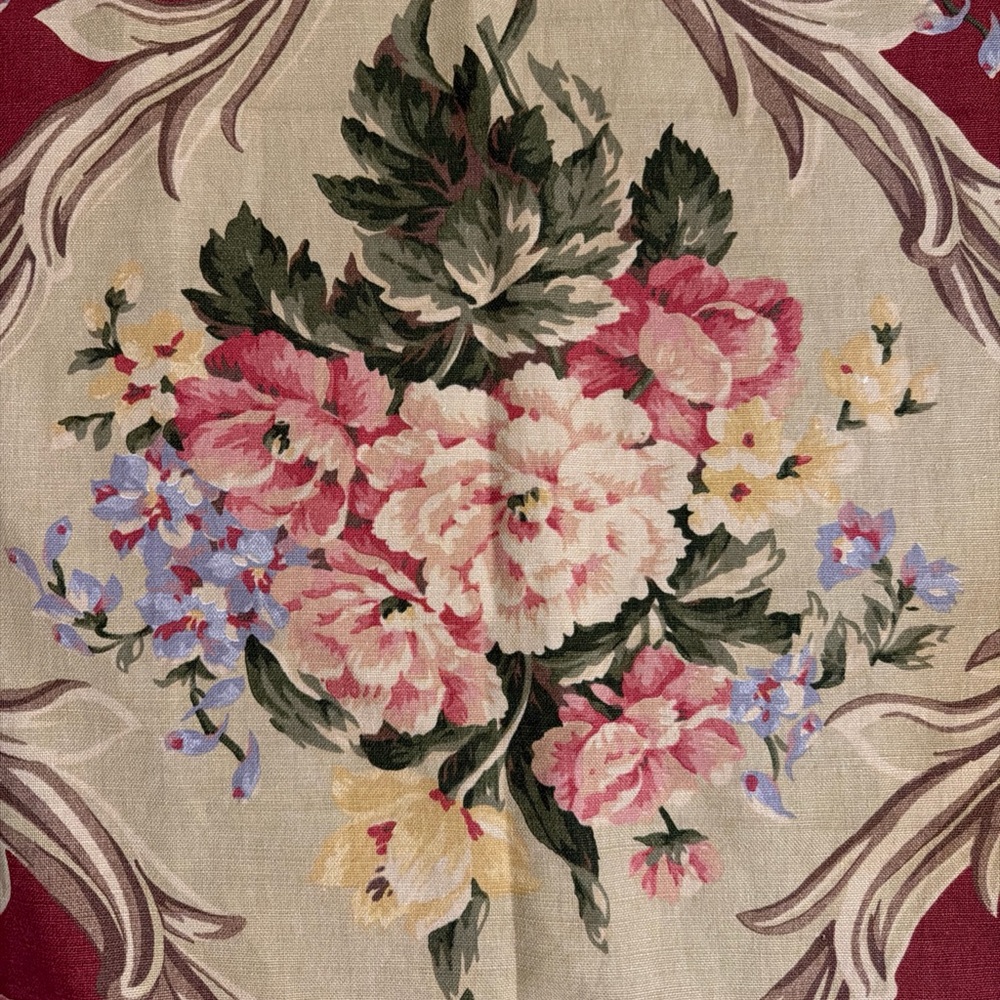 Rare RALPH LAUREN KNIGHTSBRIDGE Red Beige Floral 54X108 3 Yd Home Decor Fabric - Picture 3 of 9